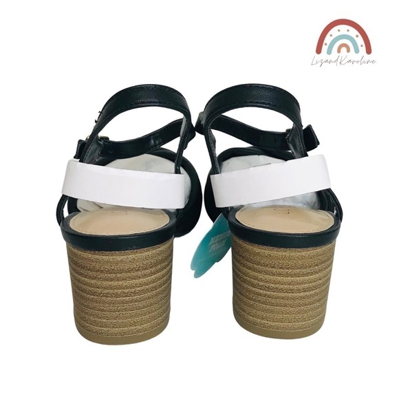 New! Faux Leather Quilted Crisscross Strappy Chunky Bloch Heel Square Sandals - Picture 7 of 10